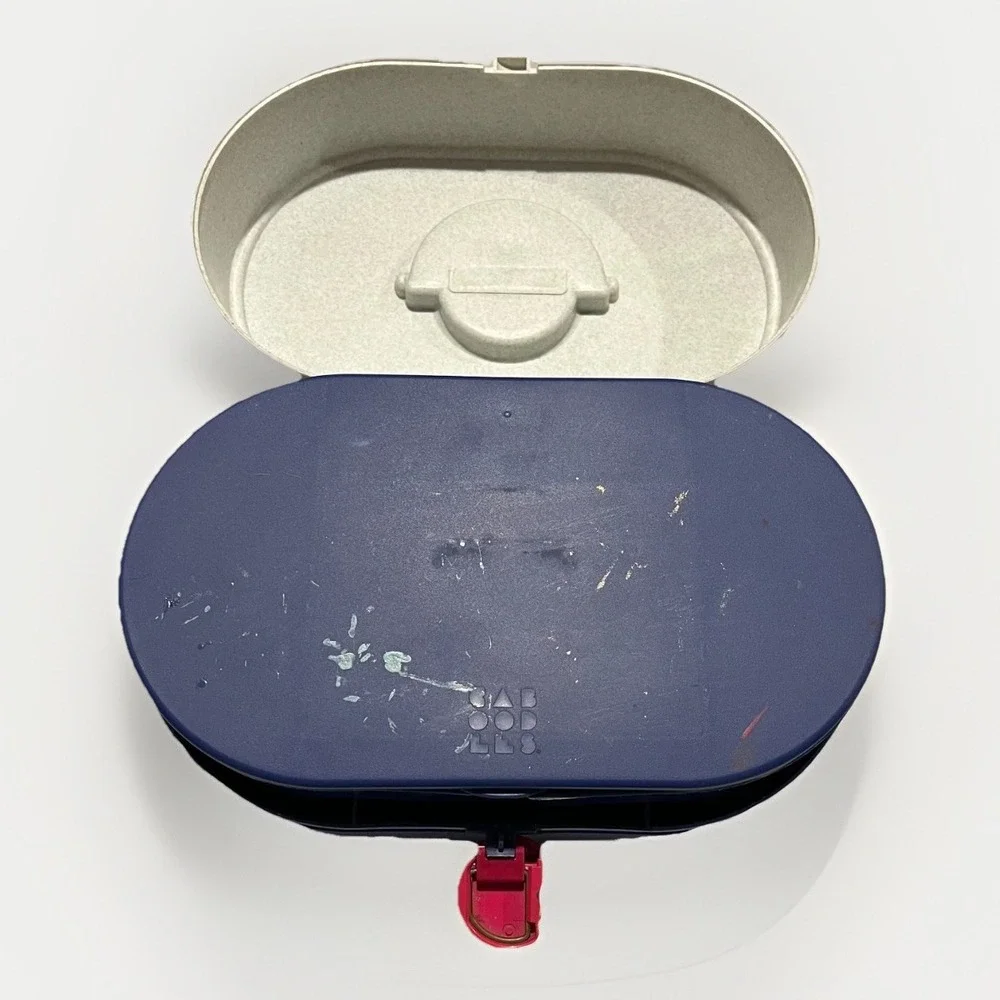 Vintage Caboodles 2615 Blue Gray Makeup Organizer W/ Mirror & Two Tray USA Made